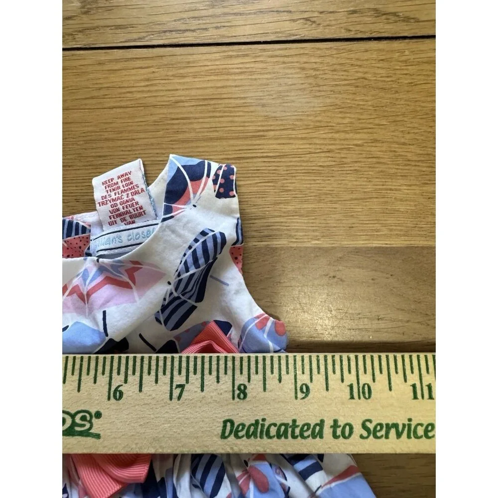 Jillians Closet 3-6 Month Old Girls Dress Summer Colorful Bow Lined Cotton Blend